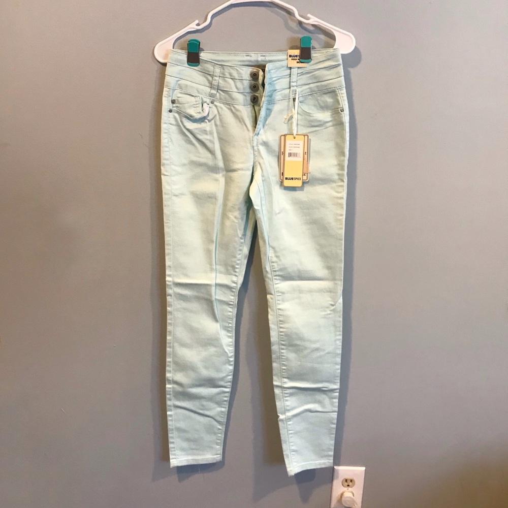 Blue Spice High Waist Powder Mint Jeans